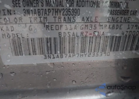 2017 Nissan Sentra Sr from USA, damaged, VIN 3N1AB7AP7HY235390